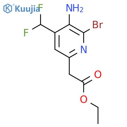 Ethyl 3-amino-2-bromo-4-(difluoromethyl)pyridine-6-acetate structure