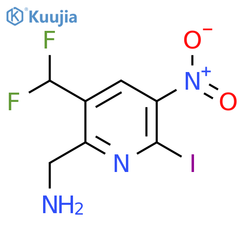 2-(Aminomethyl)-3-(difluoromethyl)-6-iodo-5-nitropyridine structure