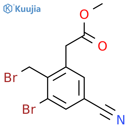 Methyl 3-bromo-2-bromomethyl-5-cyanophenylacetate structure
