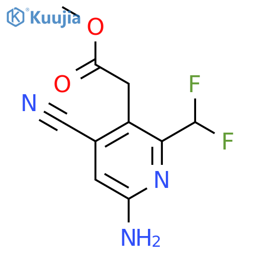 Methyl 6-amino-4-cyano-2-(difluoromethyl)pyridine-3-acetate structure