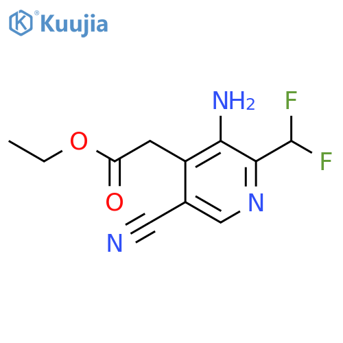 Ethyl 3-amino-5-cyano-2-(difluoromethyl)pyridine-4-acetate structure