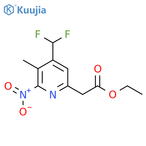 Ethyl 4-(difluoromethyl)-3-methyl-2-nitropyridine-6-acetate structure