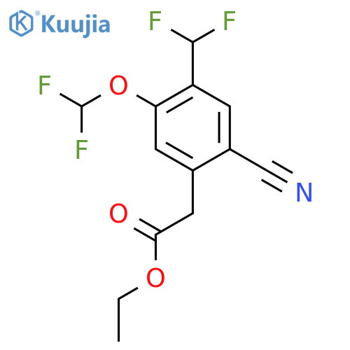 Ethyl 2-cyano-5-difluoromethoxy-4-(difluoromethyl)phenylacetate structure