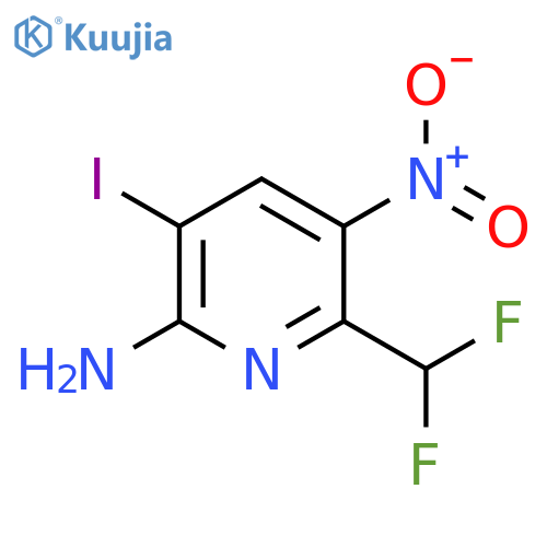 2-Amino-6-(difluoromethyl)-3-iodo-5-nitropyridine structure