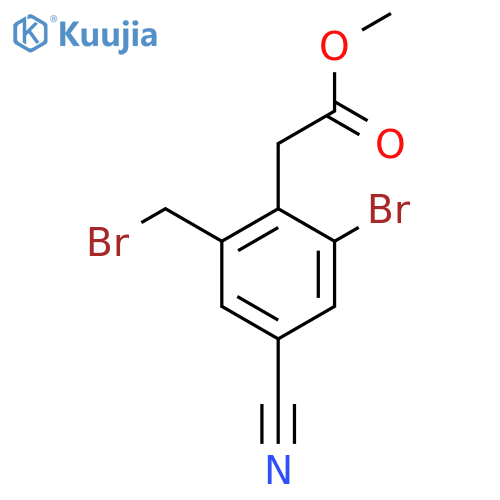 Methyl 2-bromo-6-bromomethyl-4-cyanophenylacetate structure