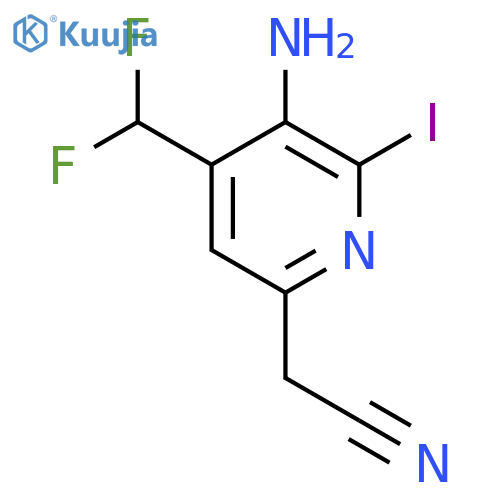 3-Amino-4-(difluoromethyl)-2-iodopyridine-6-acetonitrile structure