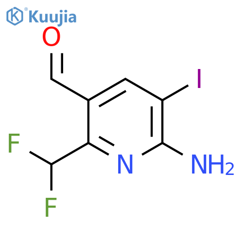 2-Amino-6-(difluoromethyl)-3-iodopyridine-5-carboxaldehyde structure