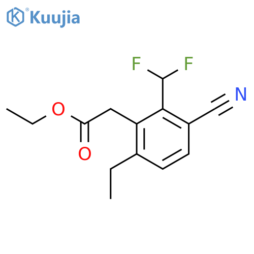 Ethyl 3-cyano-2-difluoromethyl-6-ethylphenylacetate structure