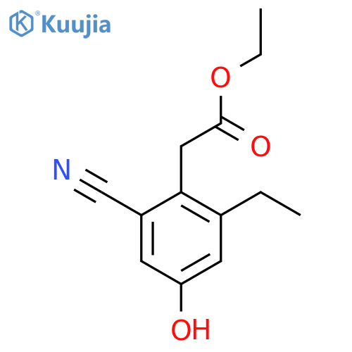 Ethyl 2-cyano-6-ethyl-4-hydroxyphenylacetate structure
