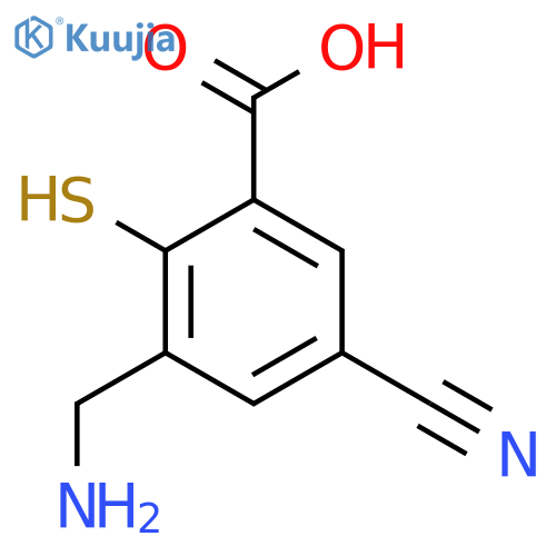 3-Aminomethyl-5-cyano-2-mercaptobenzoic acid structure