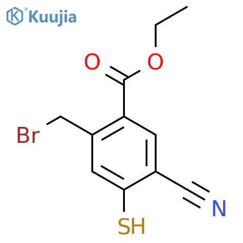 Ethyl 2-bromomethyl-5-cyano-4-mercaptobenzoate structure