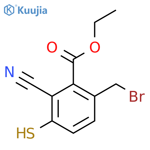 Ethyl 6-bromomethyl-2-cyano-3-mercaptobenzoate structure
