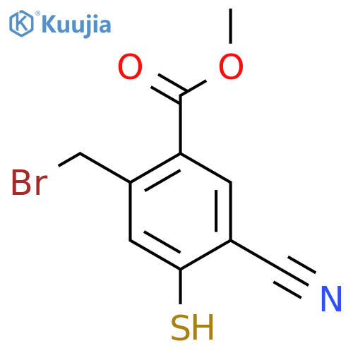Methyl 2-bromomethyl-5-cyano-4-mercaptobenzoate structure