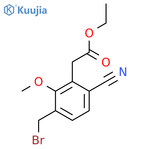 Ethyl 3-bromomethyl-6-cyano-2-methoxyphenylacetate structure