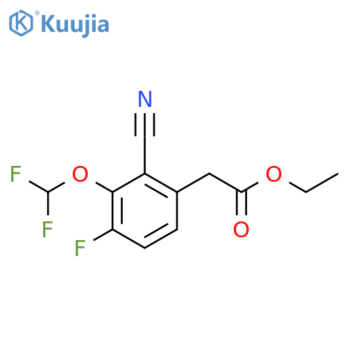 Ethyl 2-cyano-3-difluoromethoxy-4-fluorophenylacetate structure
