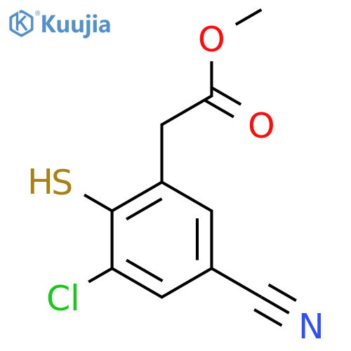 Methyl 3-chloro-5-cyano-2-mercaptophenylacetate structure