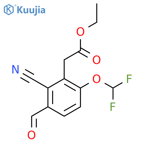 Ethyl 2-cyano-6-difluoromethoxy-3-formylphenylacetate structure