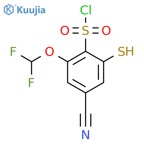 4-Cyano-2-difluoromethoxy-6-mercaptobenzenesulfonyl chloride structure