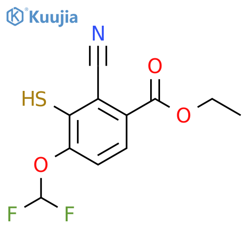 Ethyl 2-cyano-4-difluoromethoxy-3-mercaptobenzoate structure
