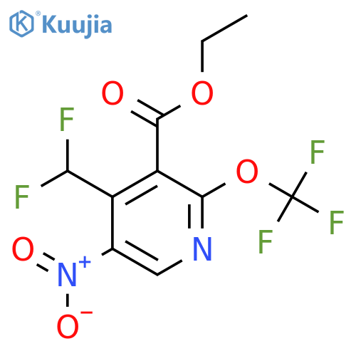 Ethyl 4-(difluoromethyl)-5-nitro-2-(trifluoromethoxy)pyridine-3-carboxylate structure