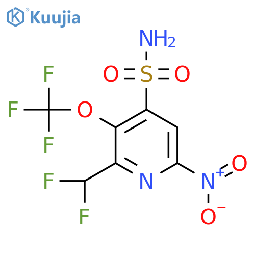 2-(Difluoromethyl)-6-nitro-3-(trifluoromethoxy)pyridine-4-sulfonamide structure