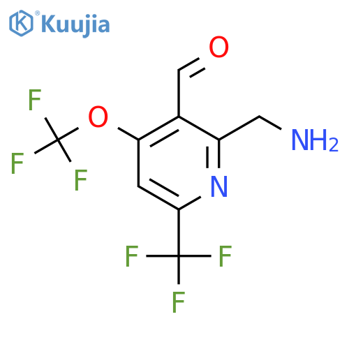 2-(Aminomethyl)-4-(trifluoromethoxy)-6-(trifluoromethyl)pyridine-3-carboxaldehyde structure