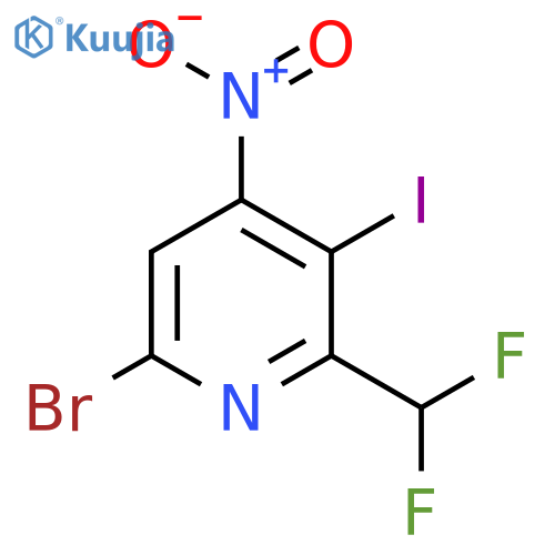 6-Bromo-2-(difluoromethyl)-3-iodo-4-nitropyridine structure