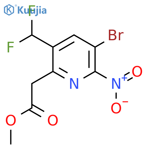Methyl 3-bromo-5-(difluoromethyl)-2-nitropyridine-6-acetate structure
