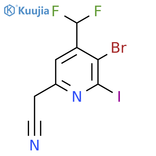 3-Bromo-4-(difluoromethyl)-2-iodopyridine-6-acetonitrile structure