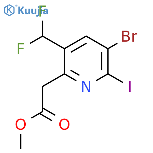 Methyl 3-bromo-5-(difluoromethyl)-2-iodopyridine-6-acetate structure