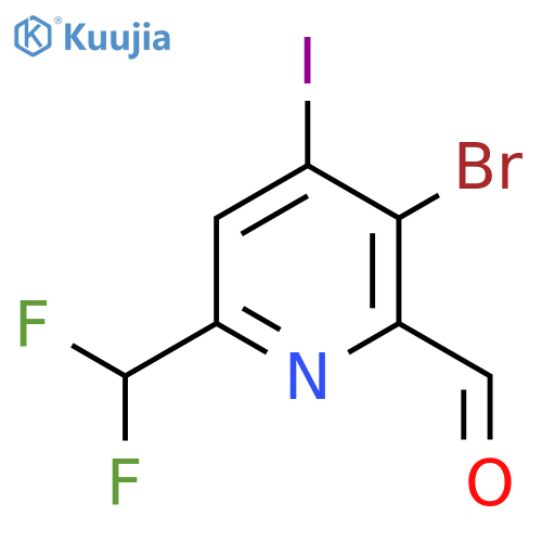 3-Bromo-6-(difluoromethyl)-4-iodopyridine-2-carboxaldehyde structure