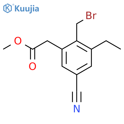 Methyl 2-bromomethyl-5-cyano-3-ethylphenylacetate structure