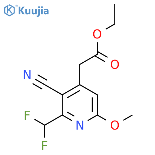 Ethyl 3-cyano-2-(difluoromethyl)-6-methoxypyridine-4-acetate structure
