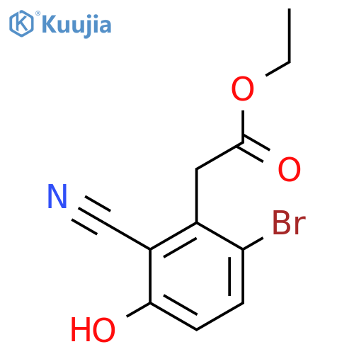 Ethyl 6-bromo-2-cyano-3-hydroxyphenylacetate structure