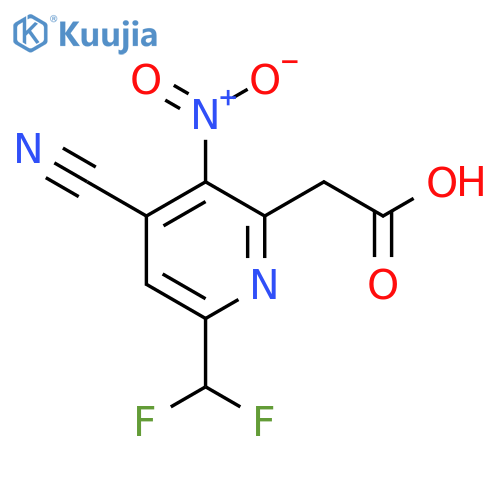 4-Cyano-6-(difluoromethyl)-3-nitropyridine-2-acetic acid structure