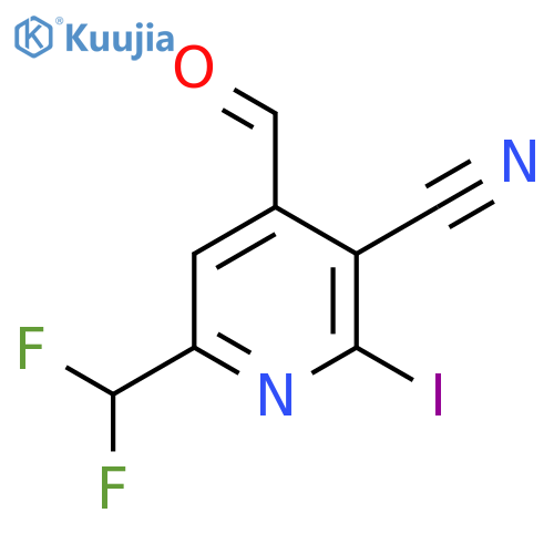 3-Cyano-6-(difluoromethyl)-2-iodopyridine-4-carboxaldehyde structure