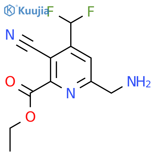 Ethyl 6-(aminomethyl)-3-cyano-4-(difluoromethyl)pyridine-2-carboxylate structure