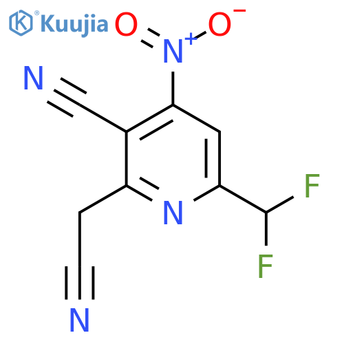 3-Cyano-6-(difluoromethyl)-4-nitropyridine-2-acetonitrile structure