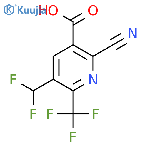 2-Cyano-5-(difluoromethyl)-6-(trifluoromethyl)pyridine-3-carboxylic acid structure