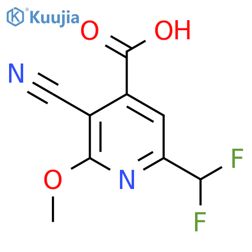 3-Cyano-6-(difluoromethyl)-2-methoxypyridine-4-carboxylic acid structure