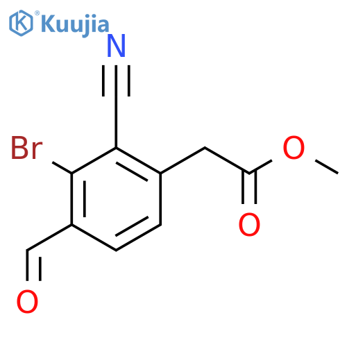 Methyl 3-bromo-2-cyano-4-formylphenylacetate structure