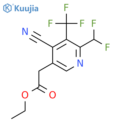 Ethyl 4-cyano-2-(difluoromethyl)-3-(trifluoromethyl)pyridine-5-acetate structure