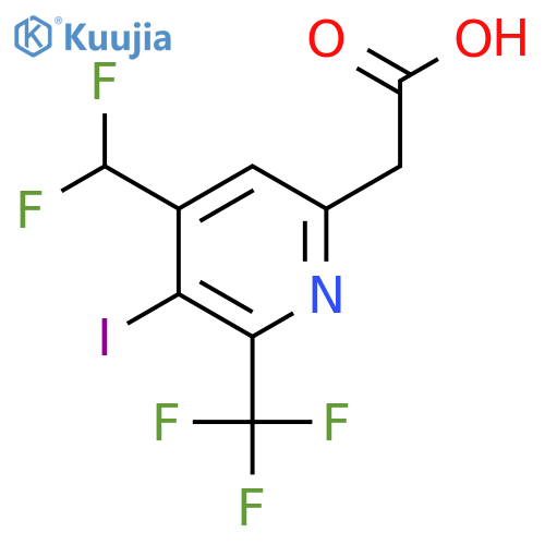 4-(Difluoromethyl)-3-iodo-2-(trifluoromethyl)pyridine-6-acetic acid structure