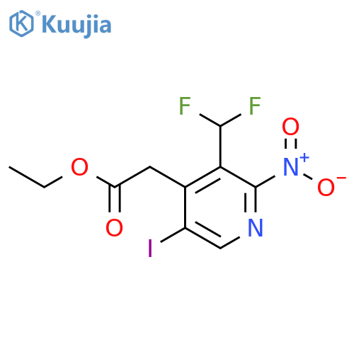 Ethyl 3-(difluoromethyl)-5-iodo-2-nitropyridine-4-acetate structure