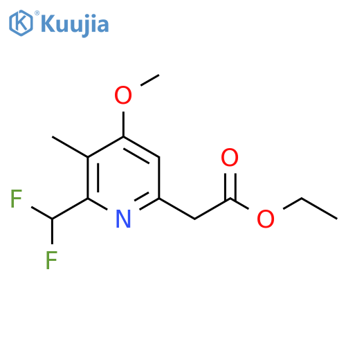Ethyl 2-(difluoromethyl)-4-methoxy-3-methylpyridine-6-acetate structure