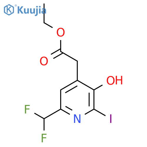 Ethyl 6-(difluoromethyl)-3-hydroxy-2-iodopyridine-4-acetate structure