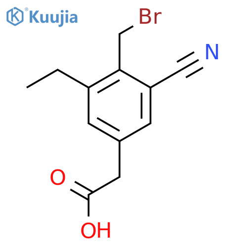 4-Bromomethyl-3-cyano-5-ethylphenylacetic acid structure