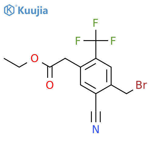 Ethyl 4-bromomethyl-5-cyano-2-(trifluoromethyl)phenylacetate structure