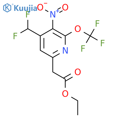 Ethyl 4-(difluoromethyl)-3-nitro-2-(trifluoromethoxy)pyridine-6-acetate structure