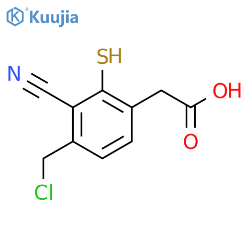 4-Chloromethyl-3-cyano-2-mercaptophenylacetic acid structure